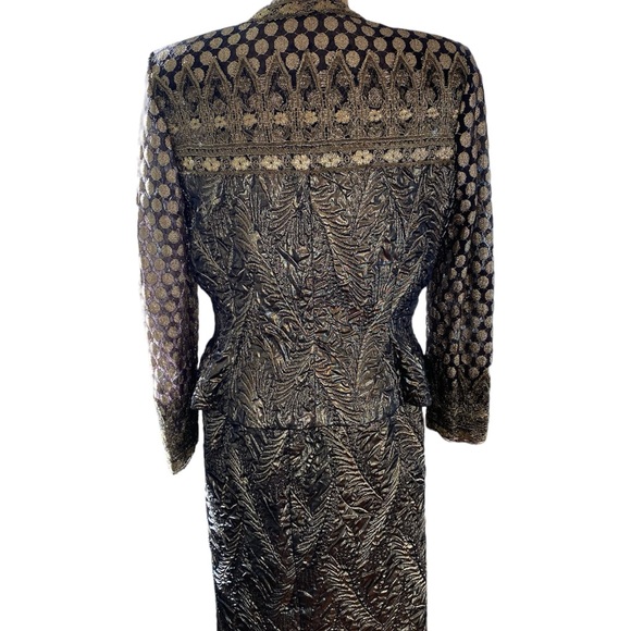 Vintage Victor Costa Gold and Black 2-Piece Jacket and Skirt Set | Size 14 - Picture 7 of 13